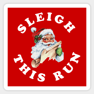 Christmas Running Sleigh This Run Runner Vintage Santa Sticker